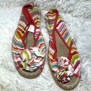 Lane Bryant Women's Flats Shoes Striped Multicolored Open Toe Size 9W